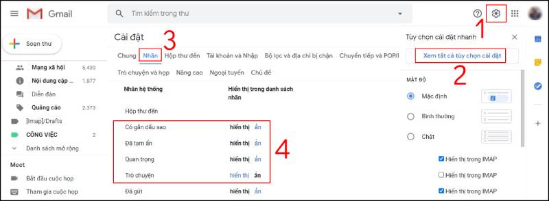 Ẩn nhãn trong Gmail